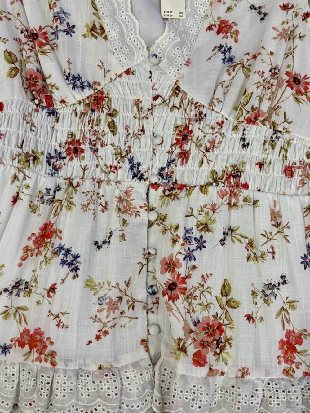 Anthropologie White Floral Tiered Midi Dress - Picture 13 of 14